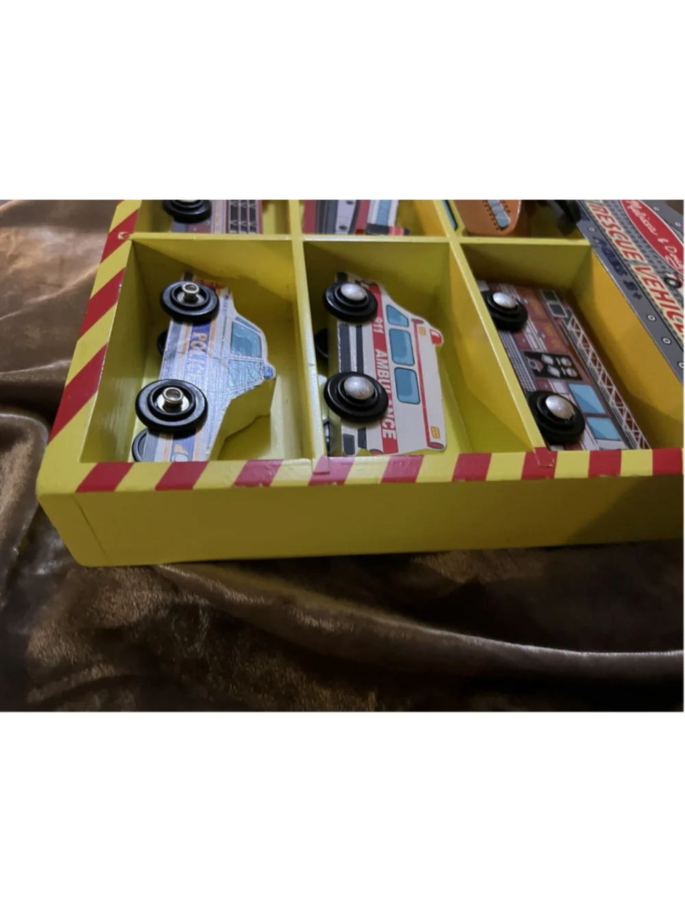 Melissa & Doug Wooden Rescue Vehicles Firetruck Police Car Educational Toy